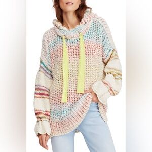Free‎ People Sit Next to Me Multicolor Knit Hoodie Sz XS